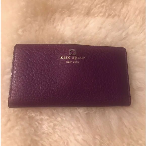 Kate Spade leather wallet purple and cream - Picture 3 of 16